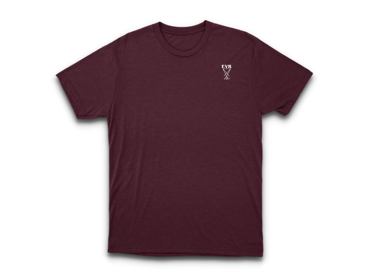 EVR Lucifer sigil burgundy t-shirt