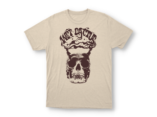 Wet Cactus Smoke Skull Natural T-shirt